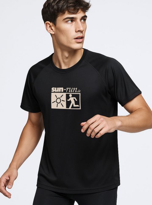 Sun-Run Sport Shirt - Schwarz (Herren) // Beige Print
