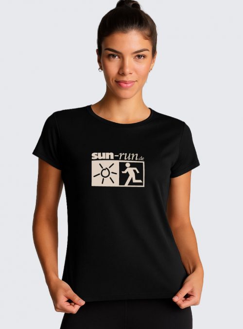 Sun-Run Sport Shirt - Schwarz (Damen) // Beige Print