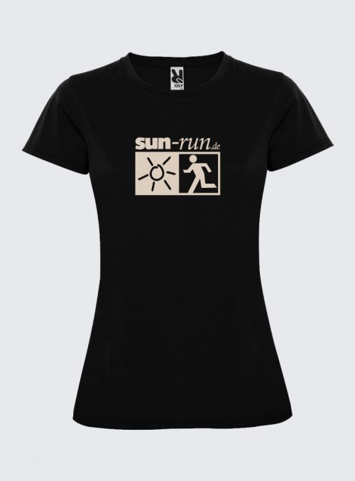 Sun-Run Sport Shirt - Schwarz (Damen) // Beige Print