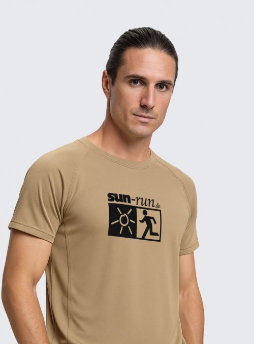 Sun-Run Sport Shirt - Dark Sand (Herren) // Matt Schwarz Print